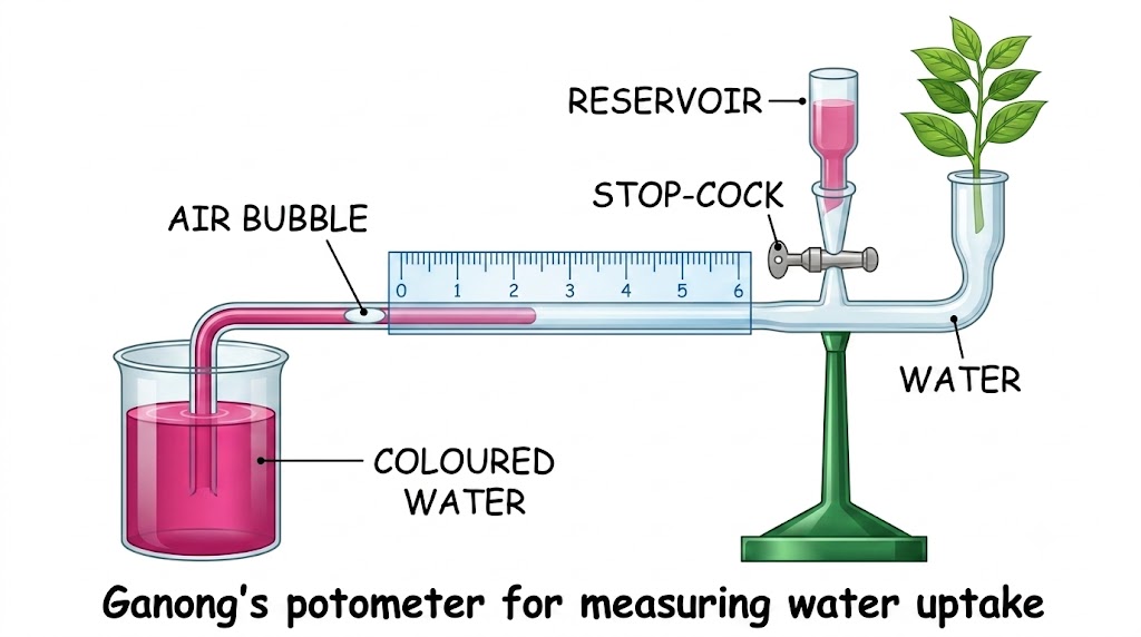 Fig. 5.4: Ganong's Potometer for measuring the rate of water uptake